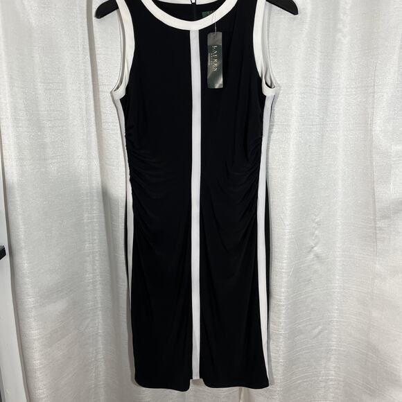 Lauren Ralph Lauren Women’s Black / White Back Zip Sleeveless Dress‎ Size 8 - Picture 1 of 11